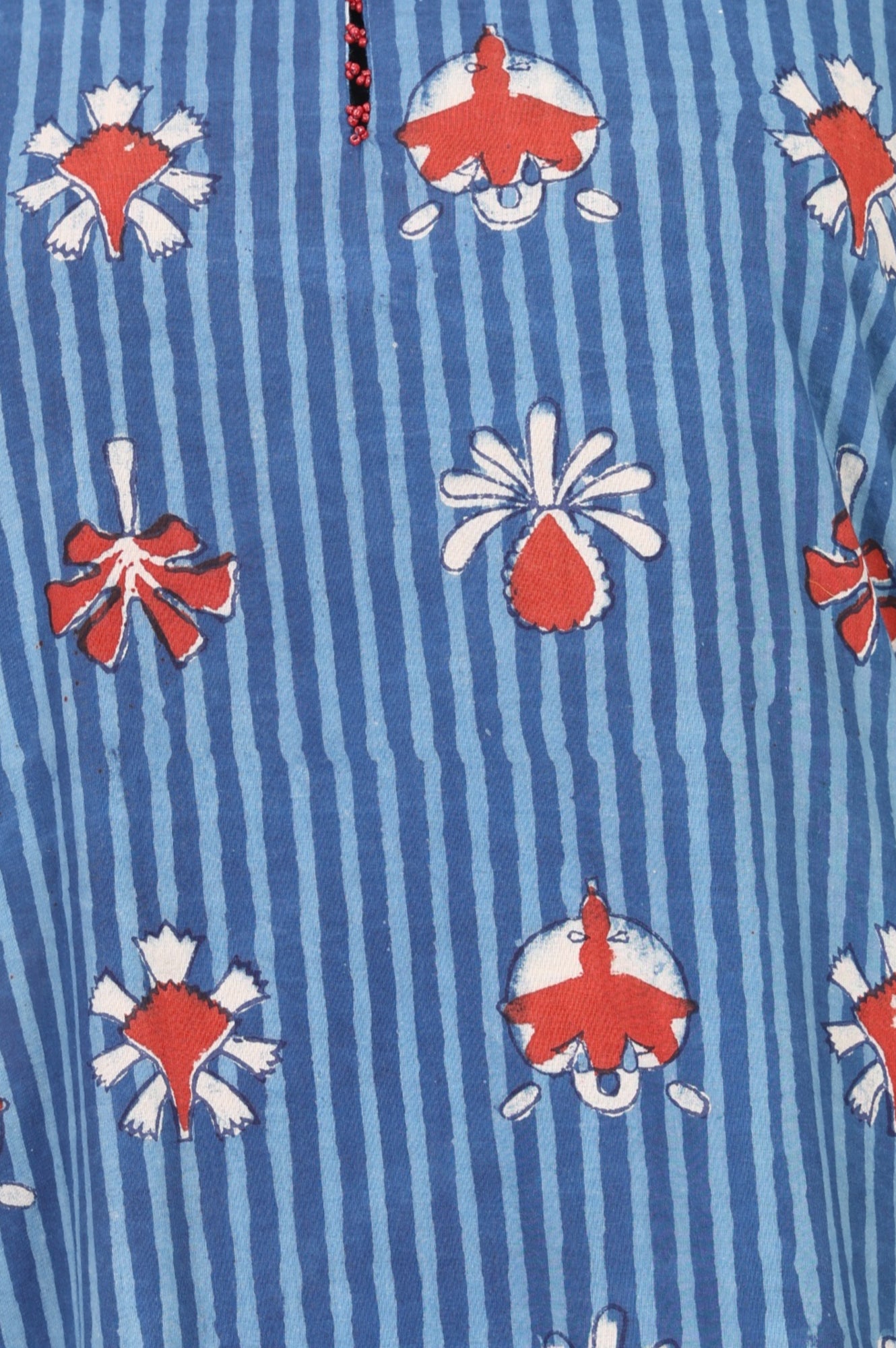 Blue Floral Printed Pure Cotton Straight Kurta with Straight Pants Set