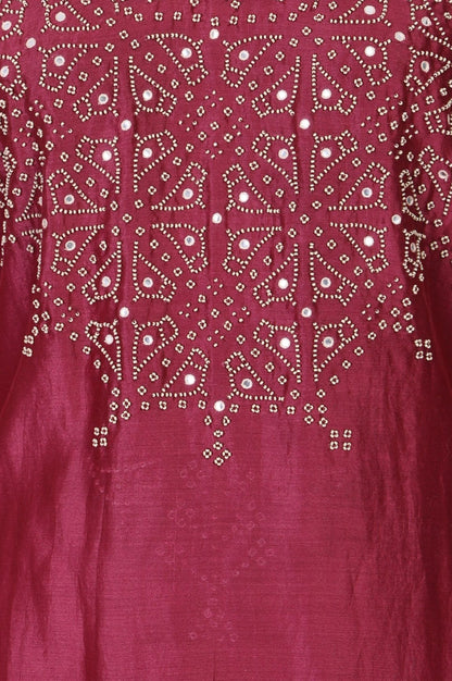 Purple Embroidered Cotton Silk Straight Kurta with Pants and Dupatta Set