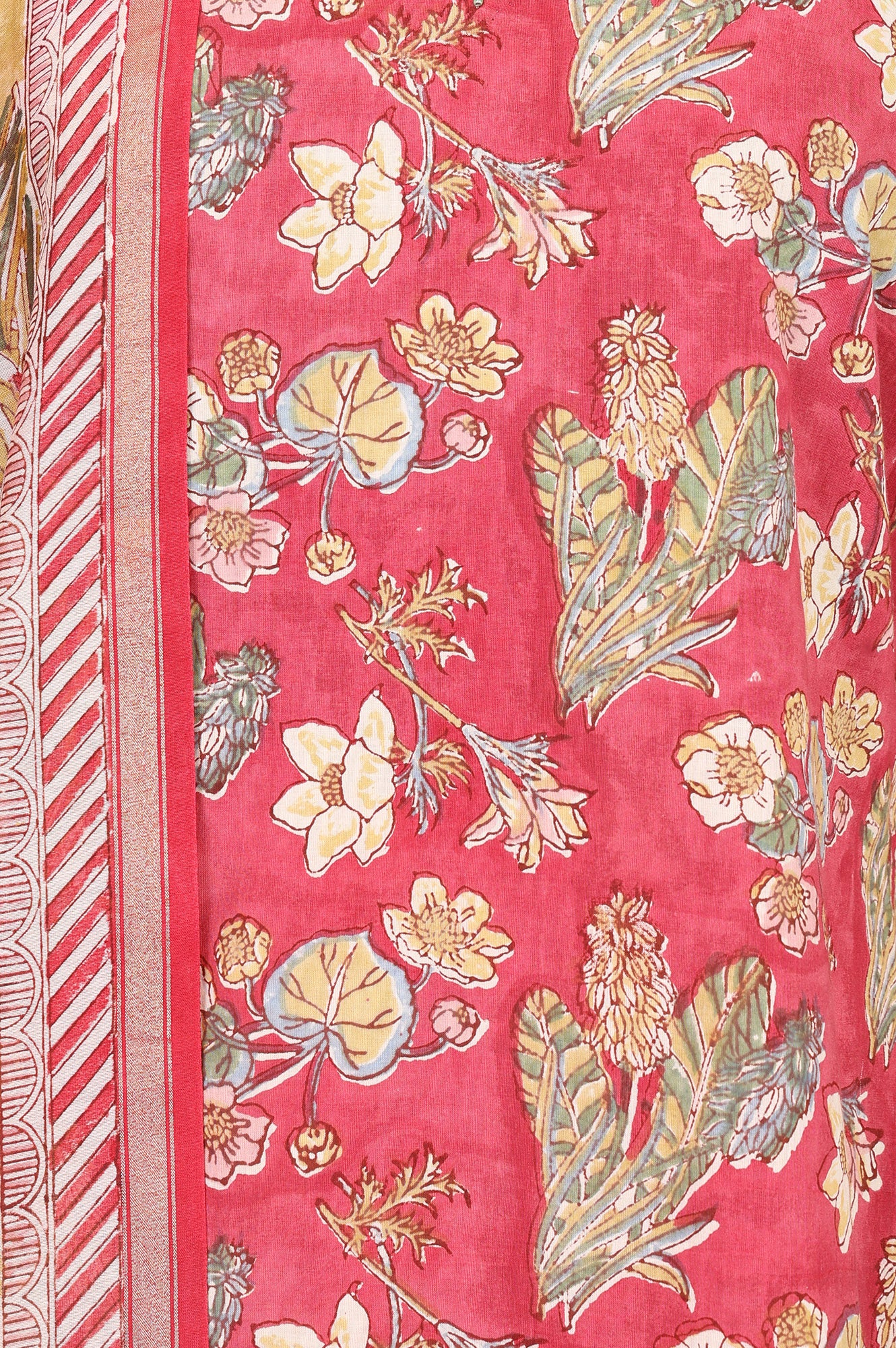 Rose Floral Printed Pure Cotton Straight Kurta with Sharara and Dupatta Set