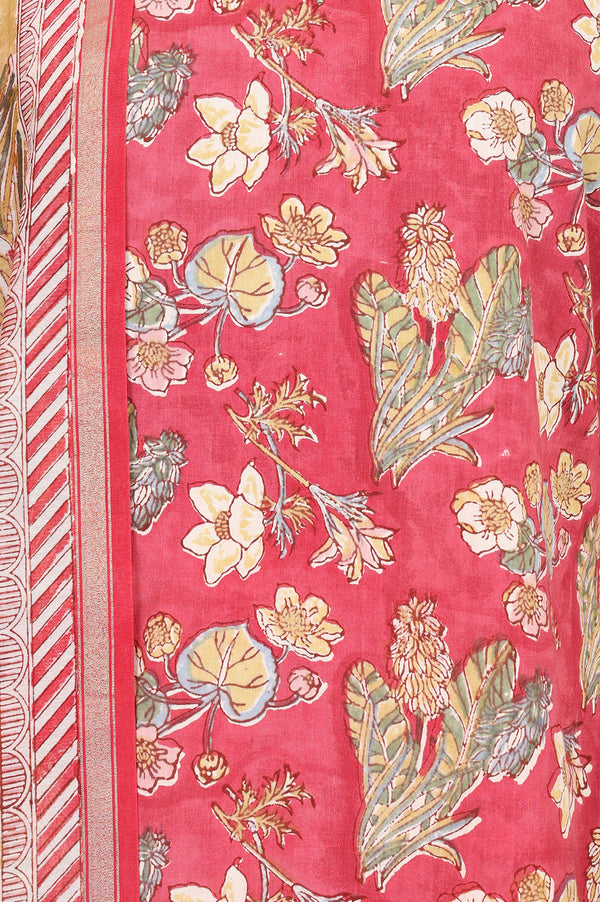 Rose Floral Printed Pure Cotton Straight Kurta sharara set for women