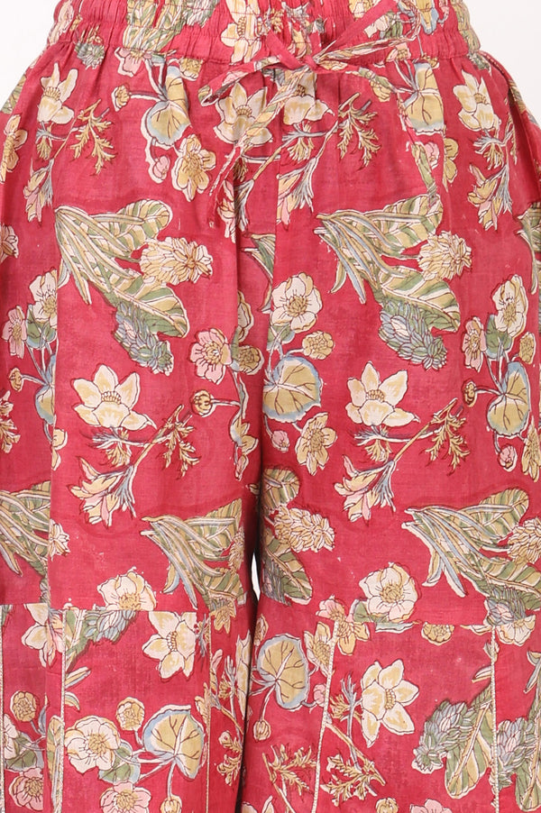 Rose Floral Printed Pure Cotton Straight Kurta sharara set for women