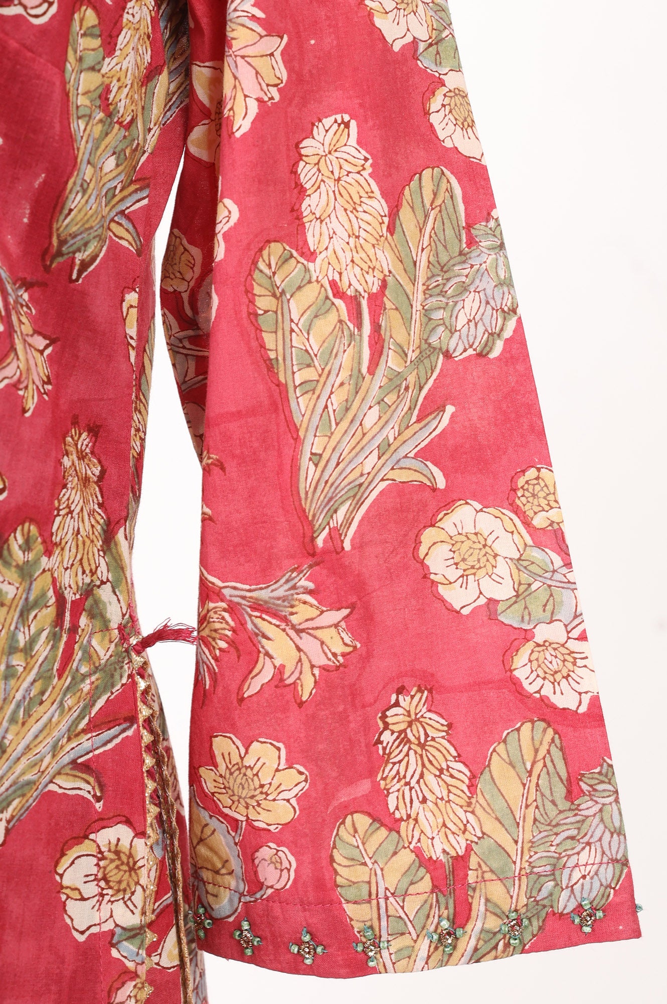 Rose Floral Printed Pure Cotton Straight Kurta with Sharara and Dupatta Set