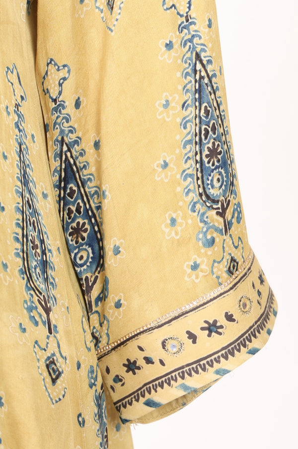 Folksong Women’s Yellow Geometric Printed Modal Satin Straight Kurta with Parallel Pants and Dupatta Set