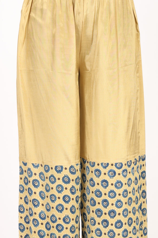 Folksong Women’s Yellow Geometric Printed Modal Satin Straight Kurta with Parallel Pants and Dupatta Set