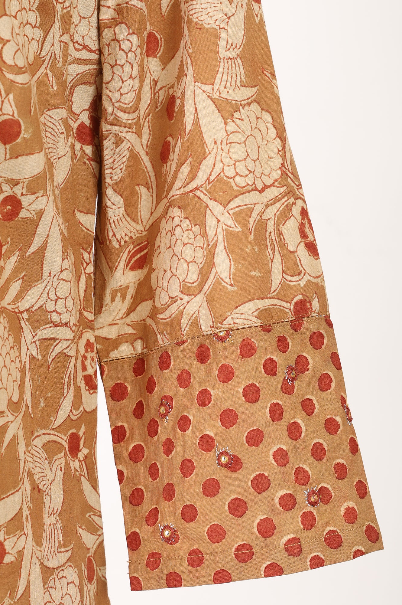 Mustard Block Printed Pure Cotton Straight Kurta With Straight Pants Set
