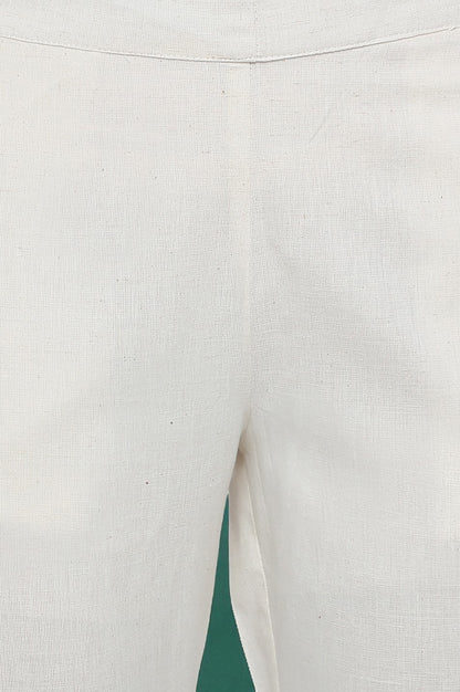 Black Solid Cotton Blend Trousers in Ankle Length