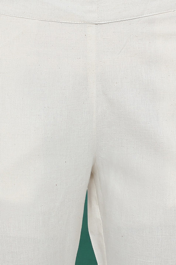 Black Solid Cotton Blend Trousers in Ankle Length