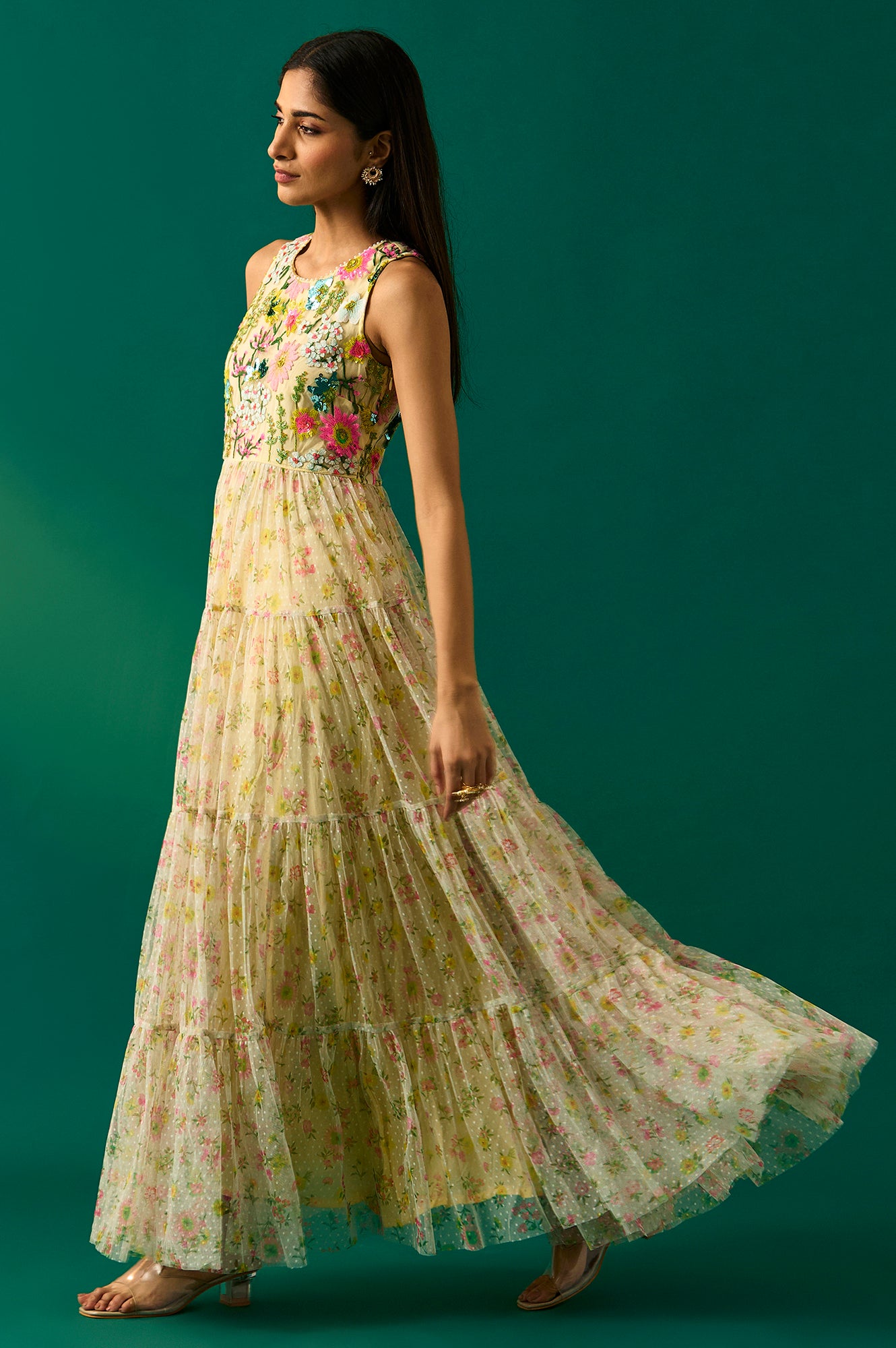 Buy Yellow Embroidered Fit & Flare Georgette Dress Online for Woman | WforWoman Buy Yellow Embroidered Fit & Flare Georgette Dress Online for Woman | WforWoman