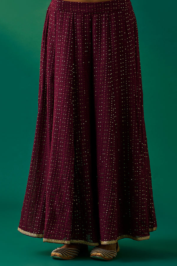 Green Embroidered Straight Kurta with Sharara and Dupatta Set