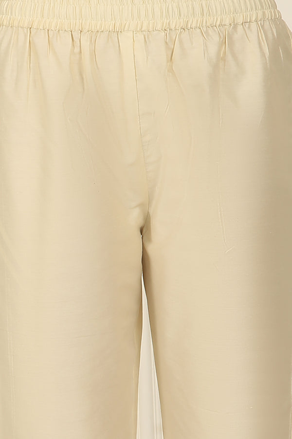 White Embroidered Organza Flared Kurta, Pants and Dupatta Set