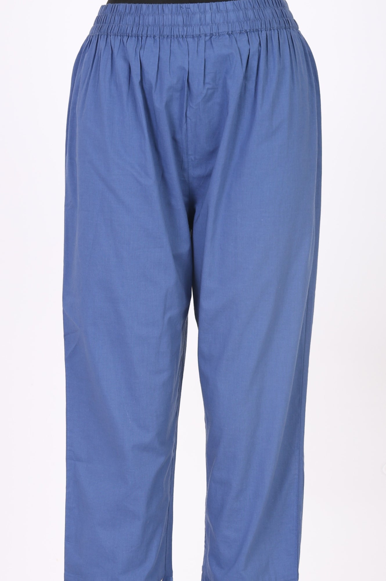 Blue Thread Embroidered Chanderi Straight Kurta with Straight Pants and Dupatta Set