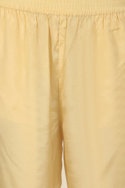 Yellow Embroidered Organza Angarakha Kurta, Pants and Dupatta Set