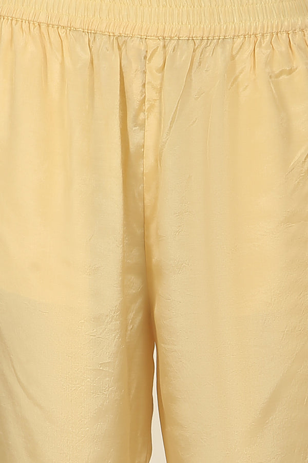 Yellow Embroidered Organza Angarakha Kurta, Pants and Dupatta Set