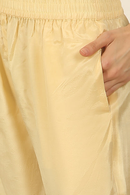 Yellow Embroidered Organza Angarakha Kurta, Pants and Dupatta Set