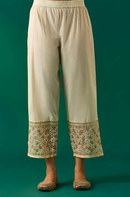 White Heavy Embroidered Anarkali Kurta, Pants and Dupatta Set