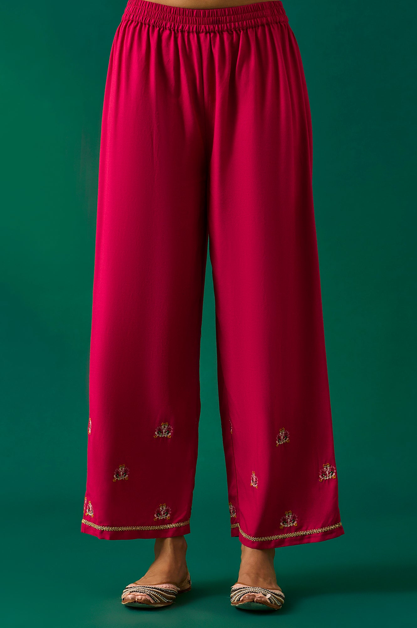 Pink Embroidered Straight Rayon Kurta with Parallel Pant and Dupatta Set