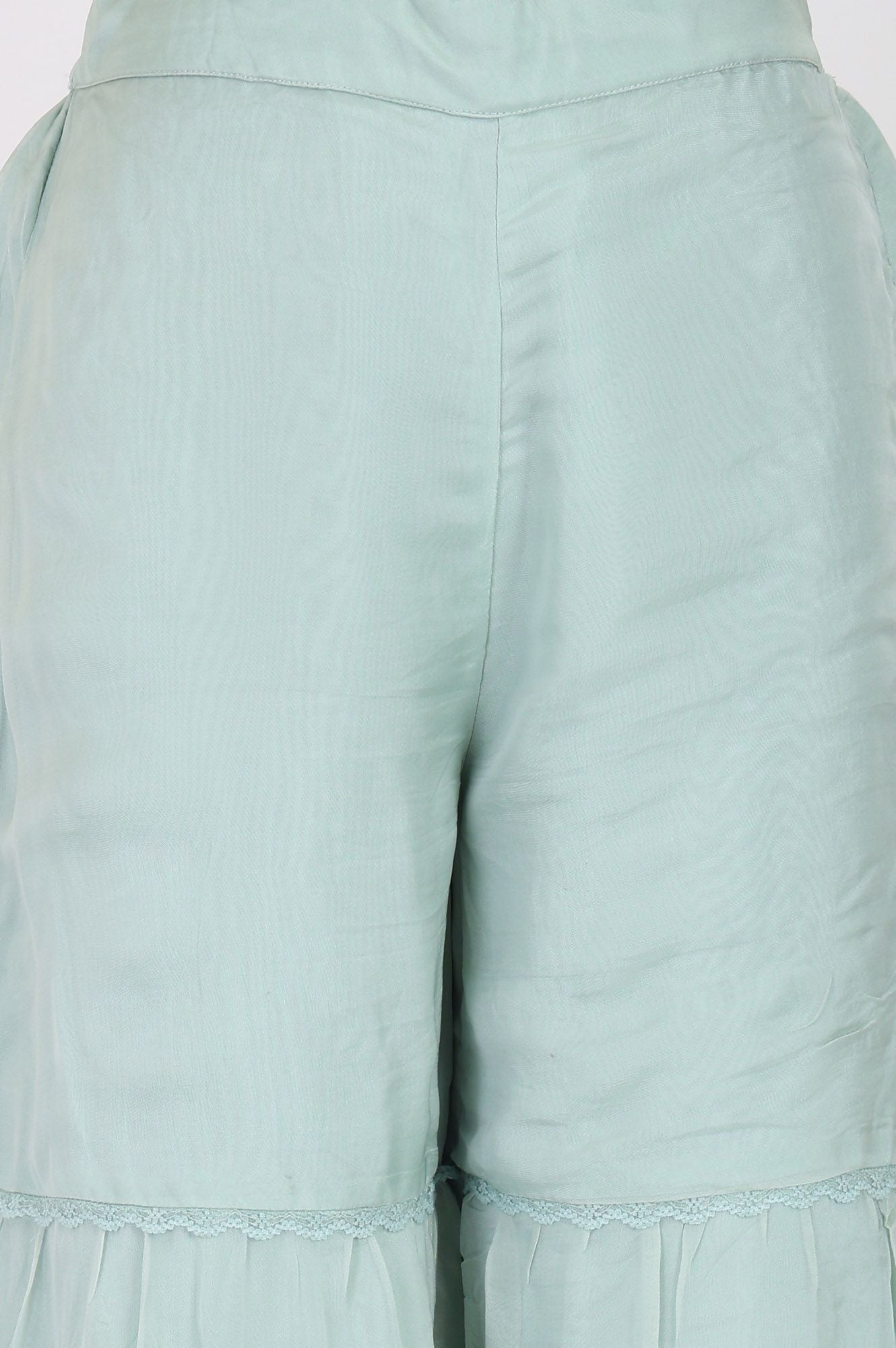 Wishful Sea Green Embroidered Organza Straight Kurta sharara set for women