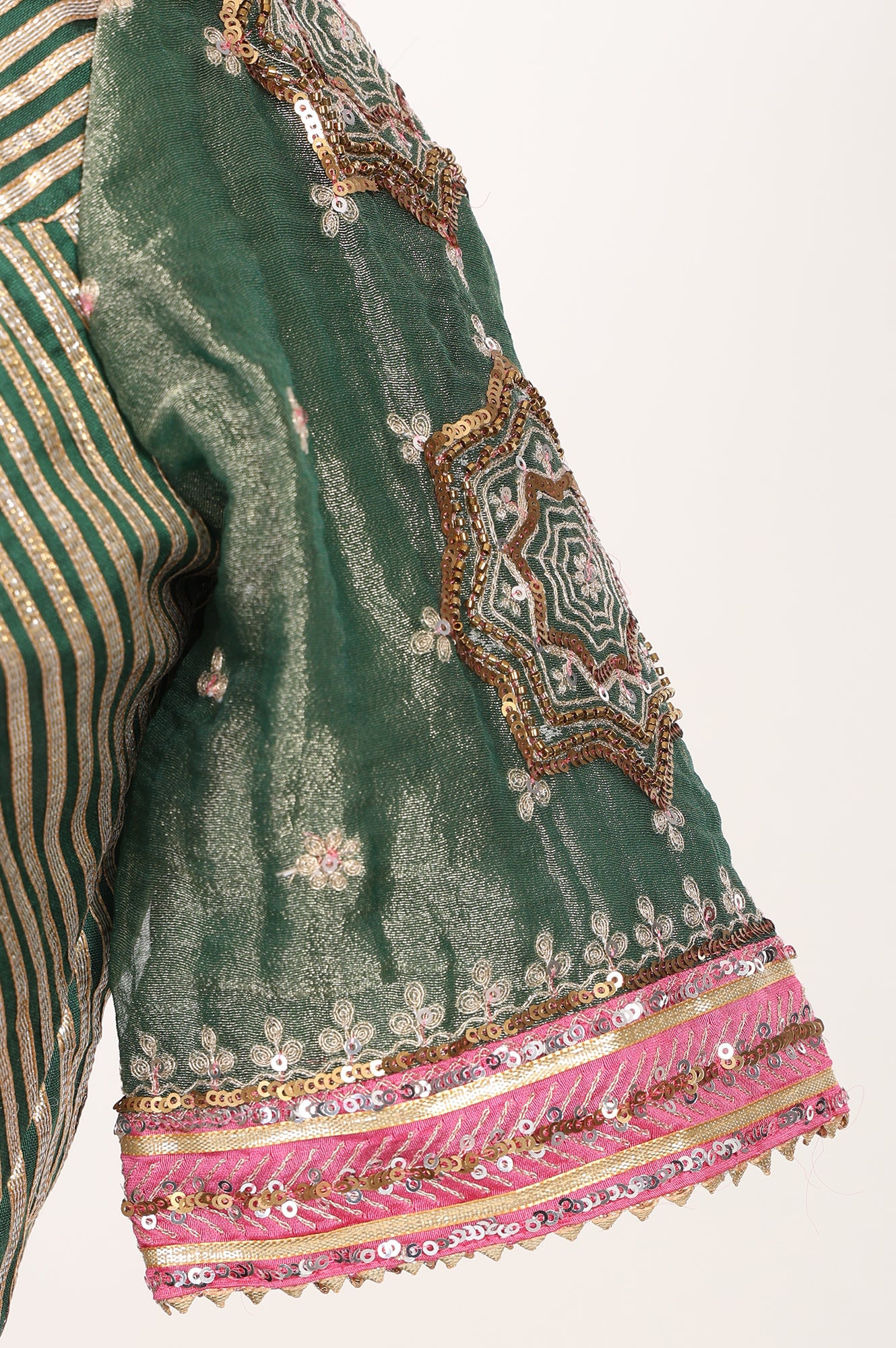 Green Embroidered Gota Patti Blouse And Lehenga Set With Dupatta