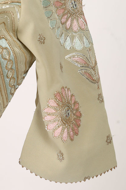 Green Zari Embroidered Blouse And Lehenga Set With Dupatta