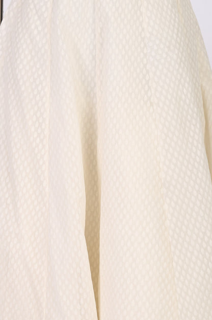 Off White Floral Thread Embroidered Mesh Sleeveless Straight Kurta with Skirt Set