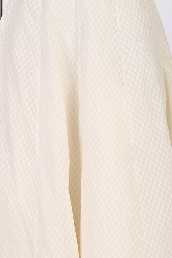 Off White Floral Thread Embroidered Mesh Sleeveless Straight Kurta with Skirt Set