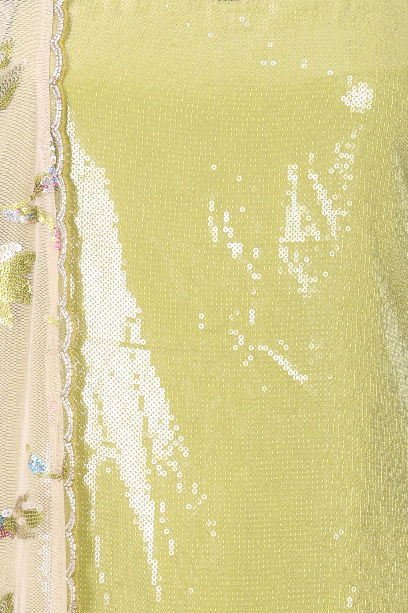 Lime Green Embellished Sleeveless Straight Kurta with Culottess and Dupatta Set