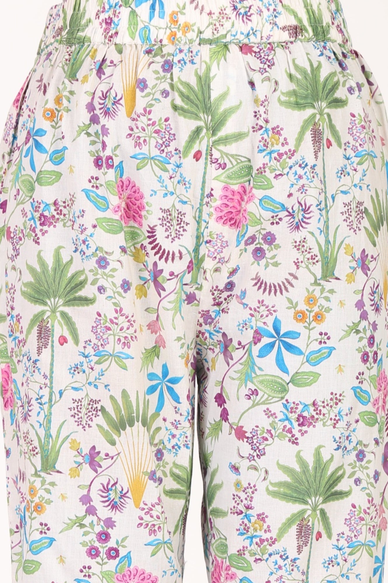 White Floral Printed Chanderi Angrakha Kurta with Pants and Dupatta Set