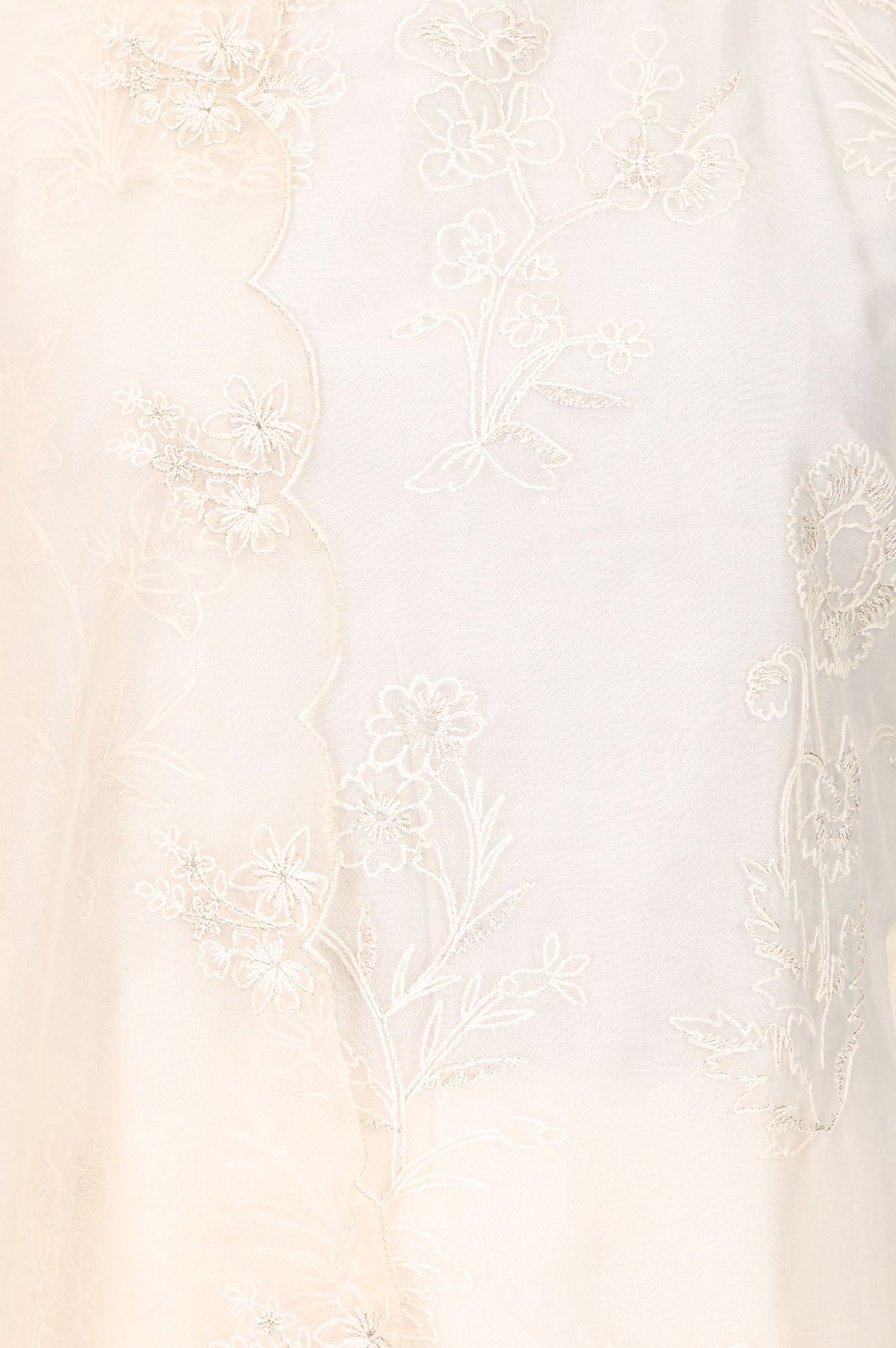 Off White Thread Embroidered Straight Kurta With Palazzo And Dupatta Set