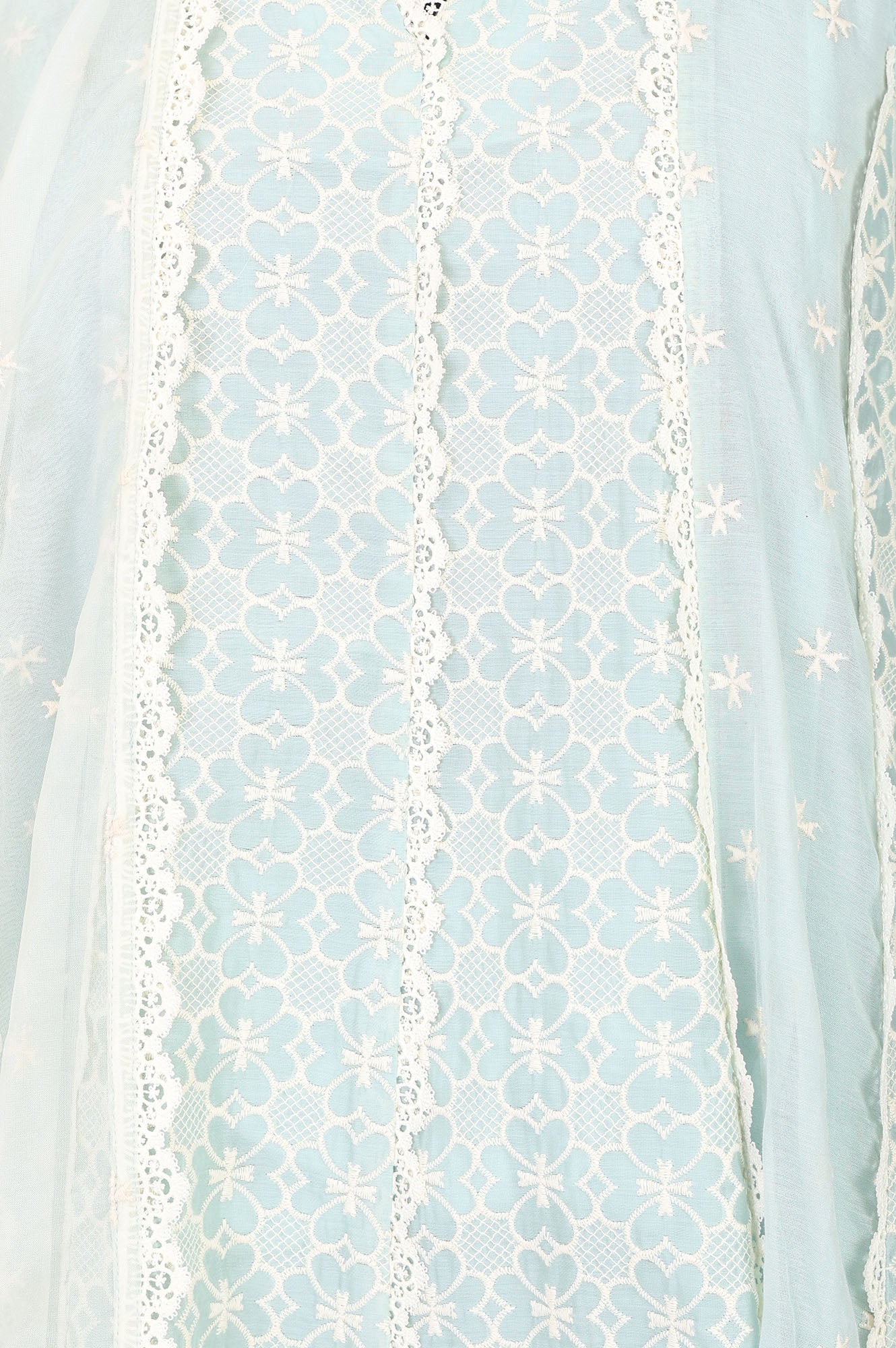 Light Blue Thread Embroidered Anarkali Kurta With Churidar And Dupatta Set