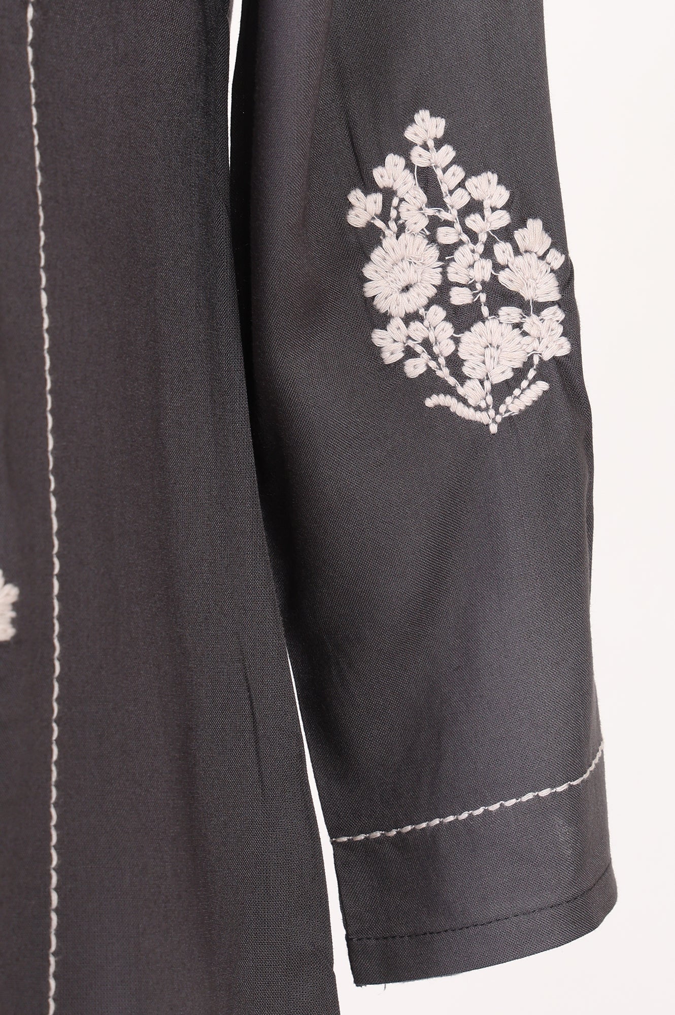 Grey Embroidered Rayon Straight Kurta
