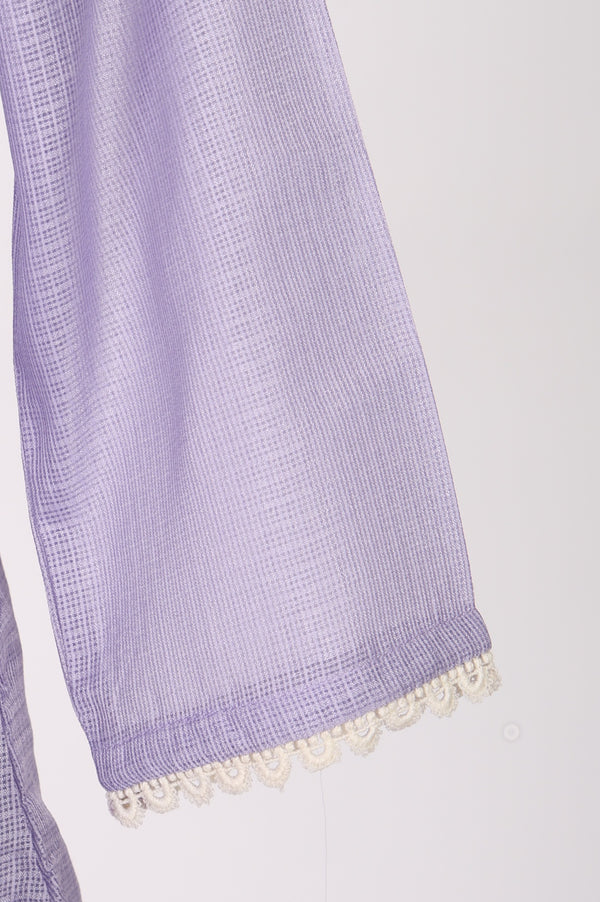 Lavender Thread Embroidered Kota Straight Kurta