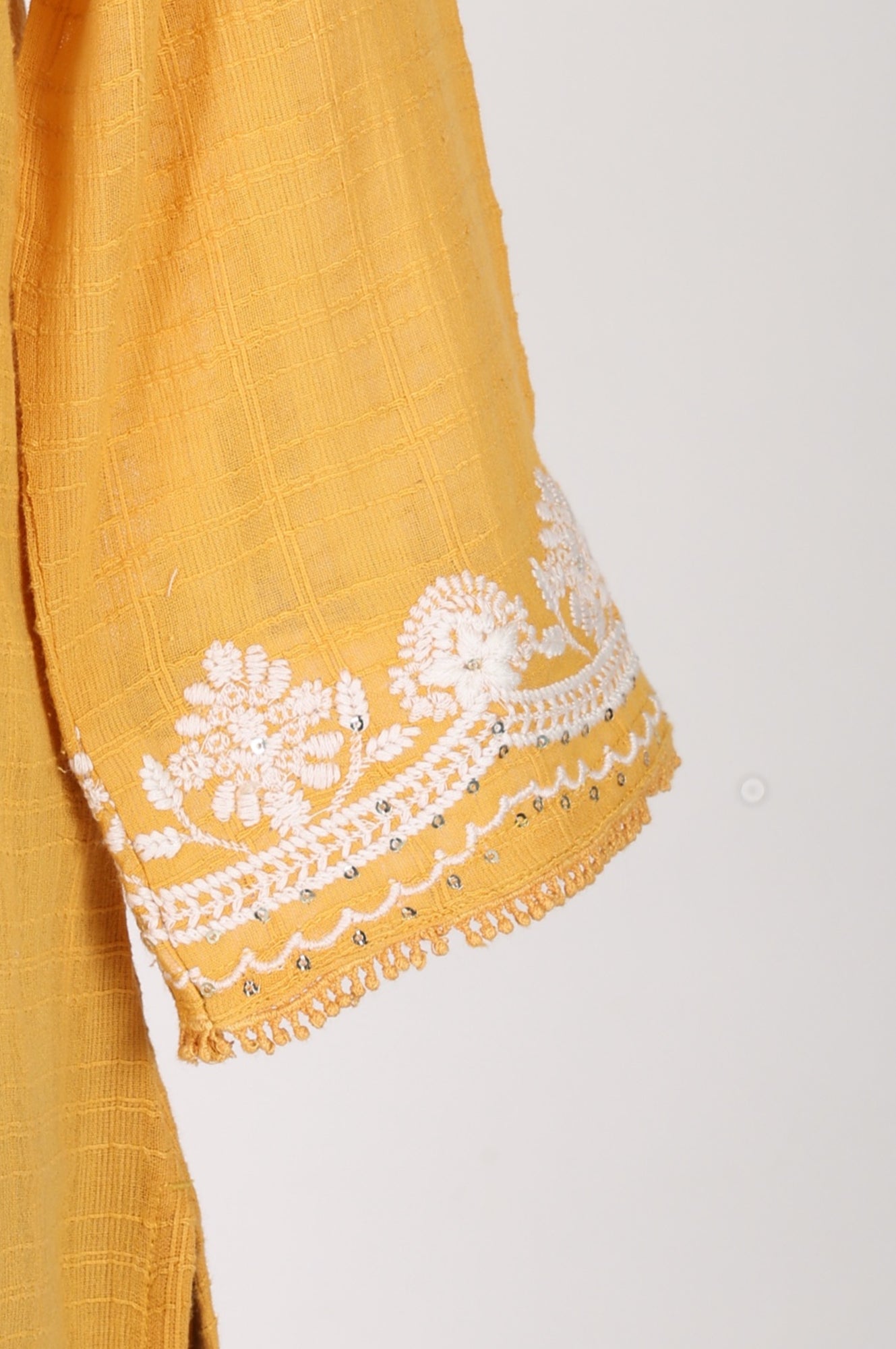 Yellow Embroidered Pure Cotton Straight Kurta