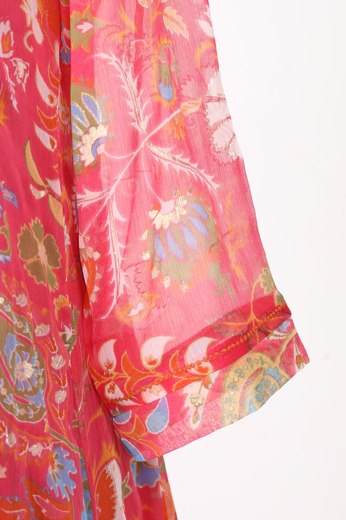 Pink Floral Printed Chiffon Flared Kurta
