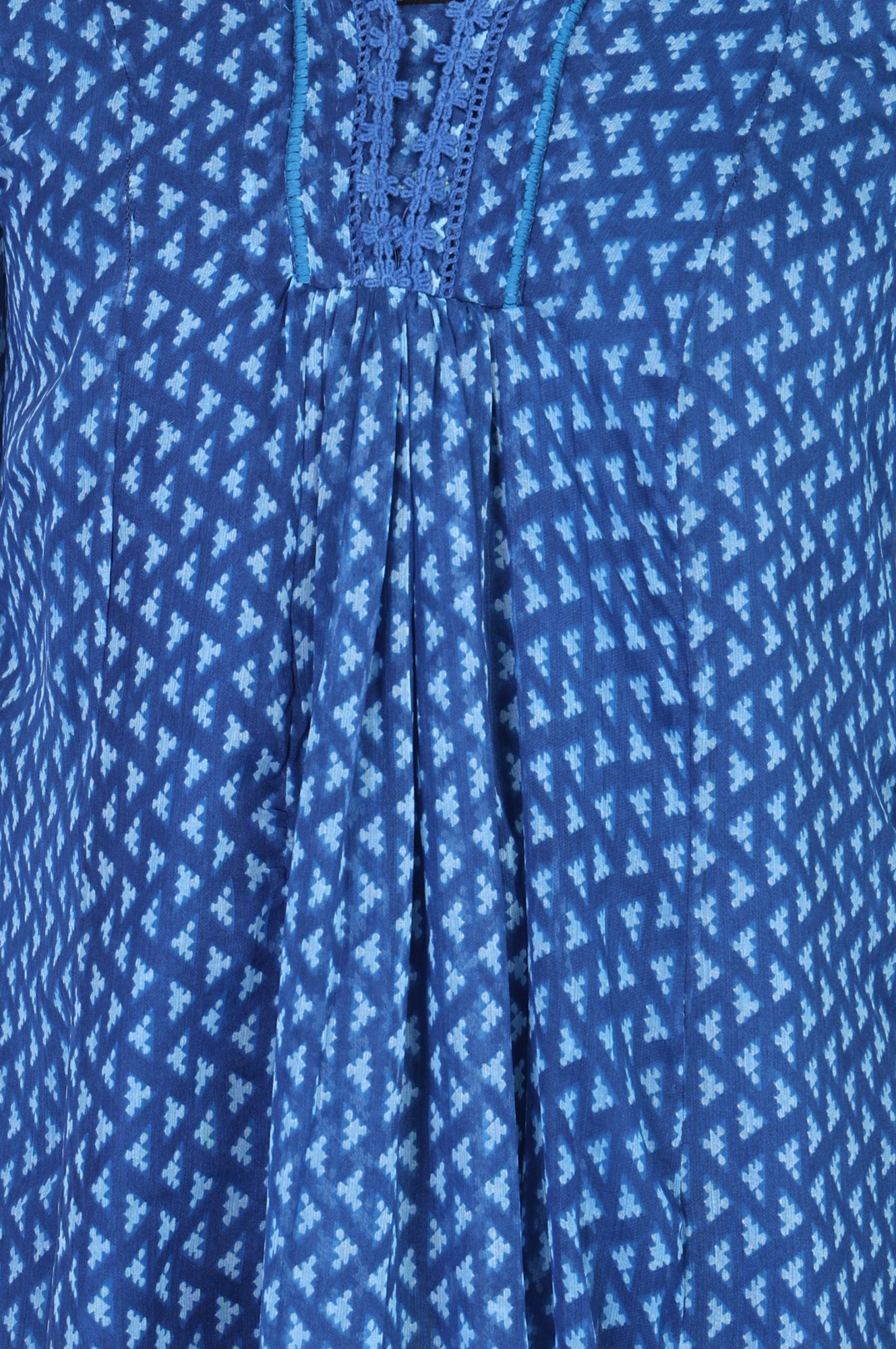 Blue Geometric Printed Chiffon Flared Kurta