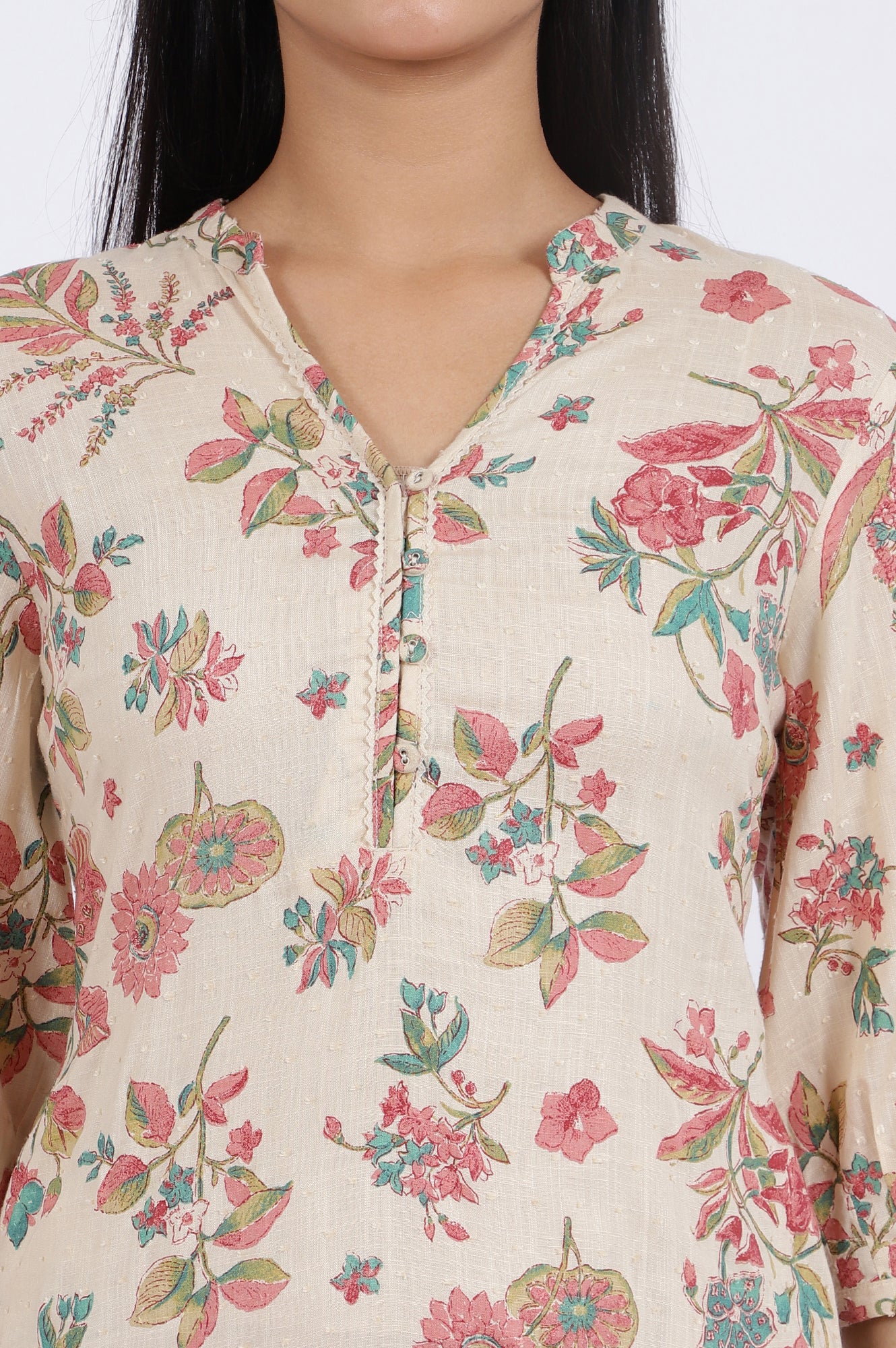 Floral Printed Straight Viscose Kurta