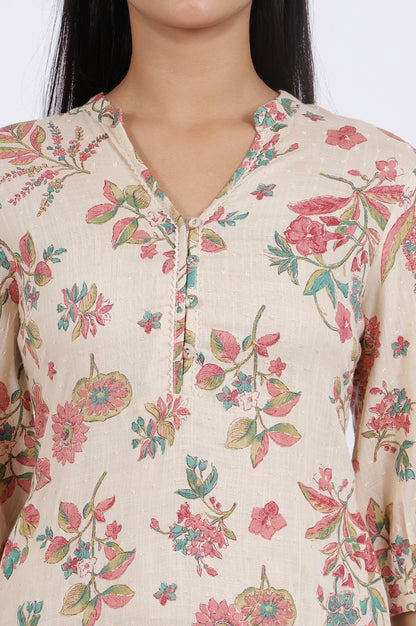 Floral Printed Straight Viscose Kurta