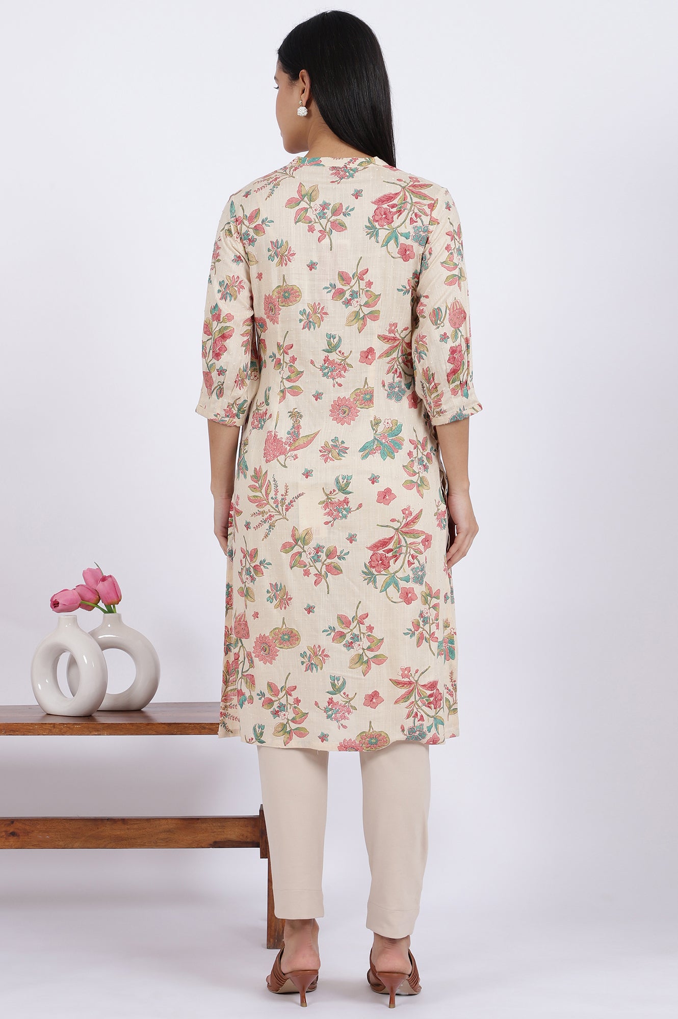 Floral Printed Straight Viscose Kurta