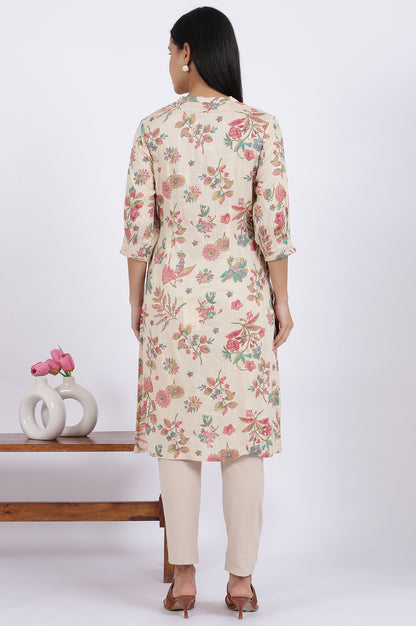 Floral Printed Straight Viscose Kurta