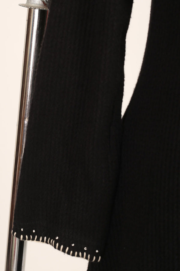 Black Yarn Dyed Embroidered A-line Winter Dress