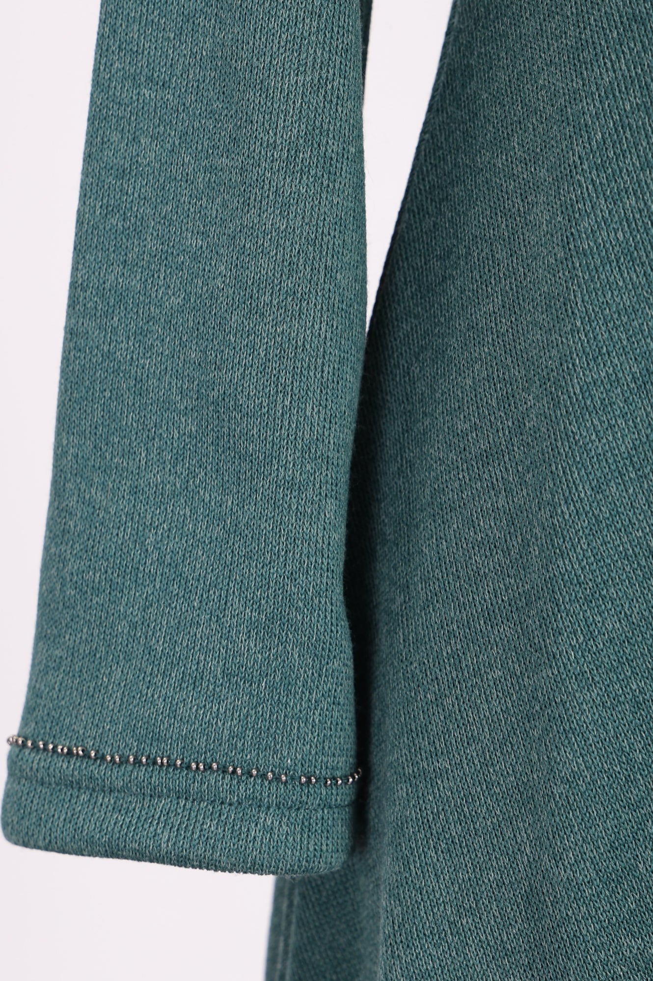 Teal Solid Beadwork Flared Winter Dress