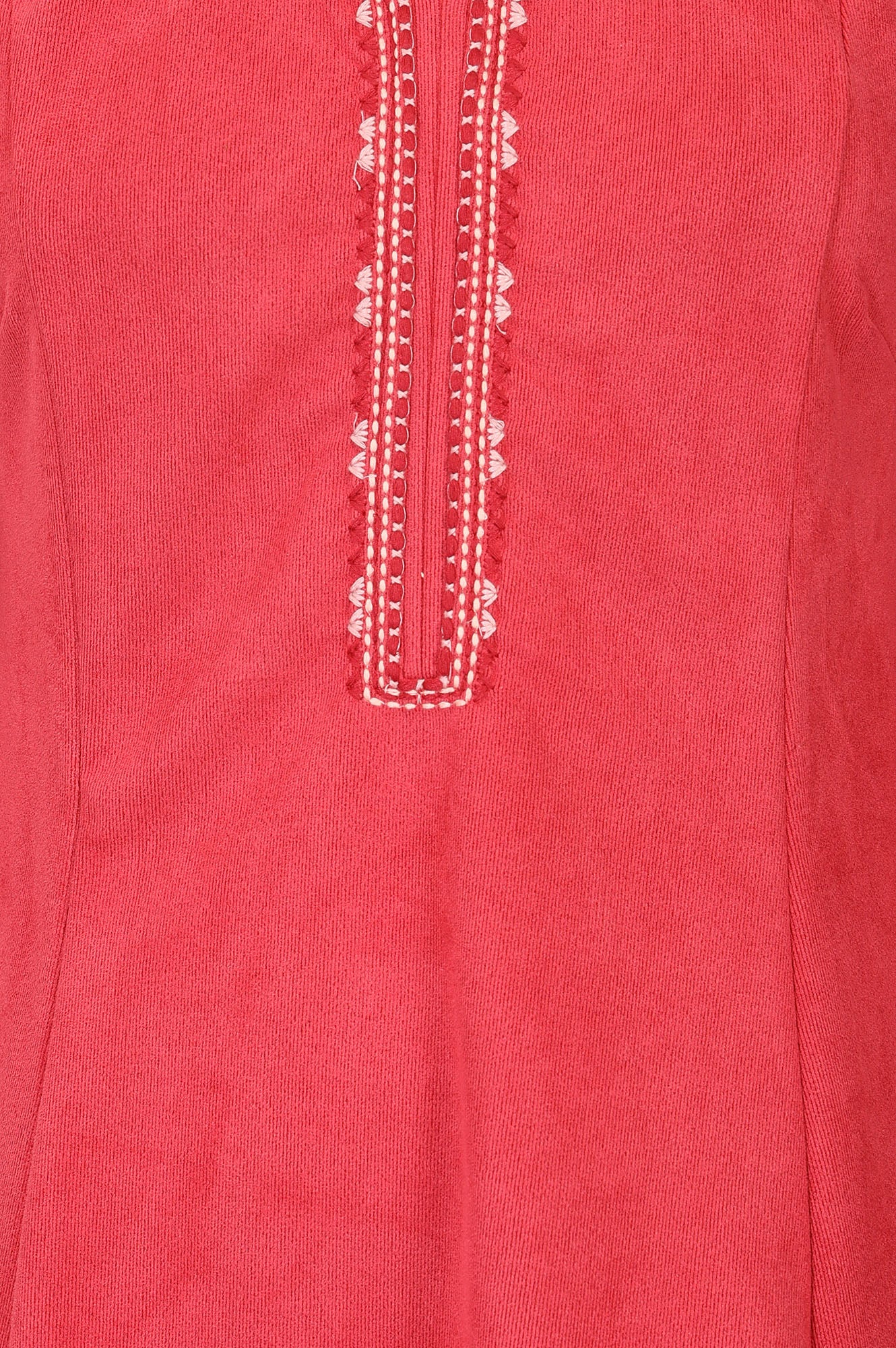 Coral Embroidered Suede Flared Kurta