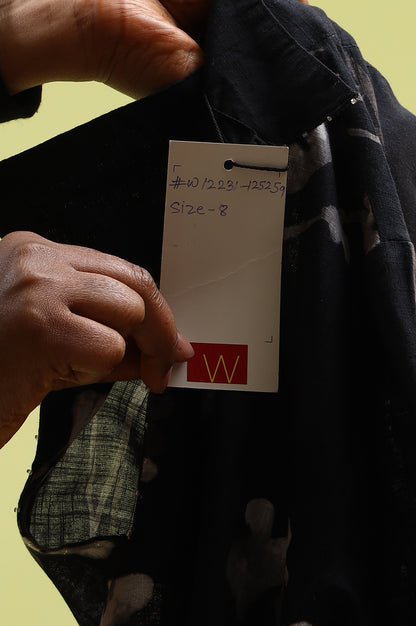 Black Floral Printed Pure Cotton Straight Kurta