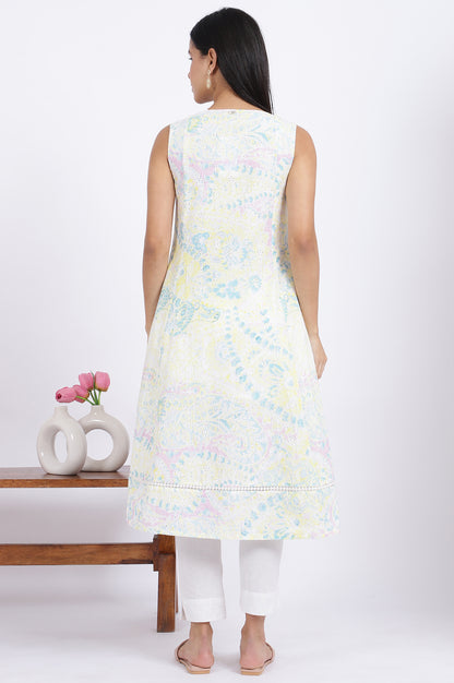 Multicolor Printed Flared Pure Cotton Kurta