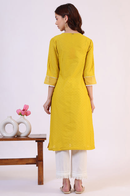 Yellow Solid Straight Pure Cotton Kurta