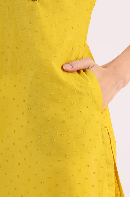 Yellow Solid Straight Pure Cotton Kurta