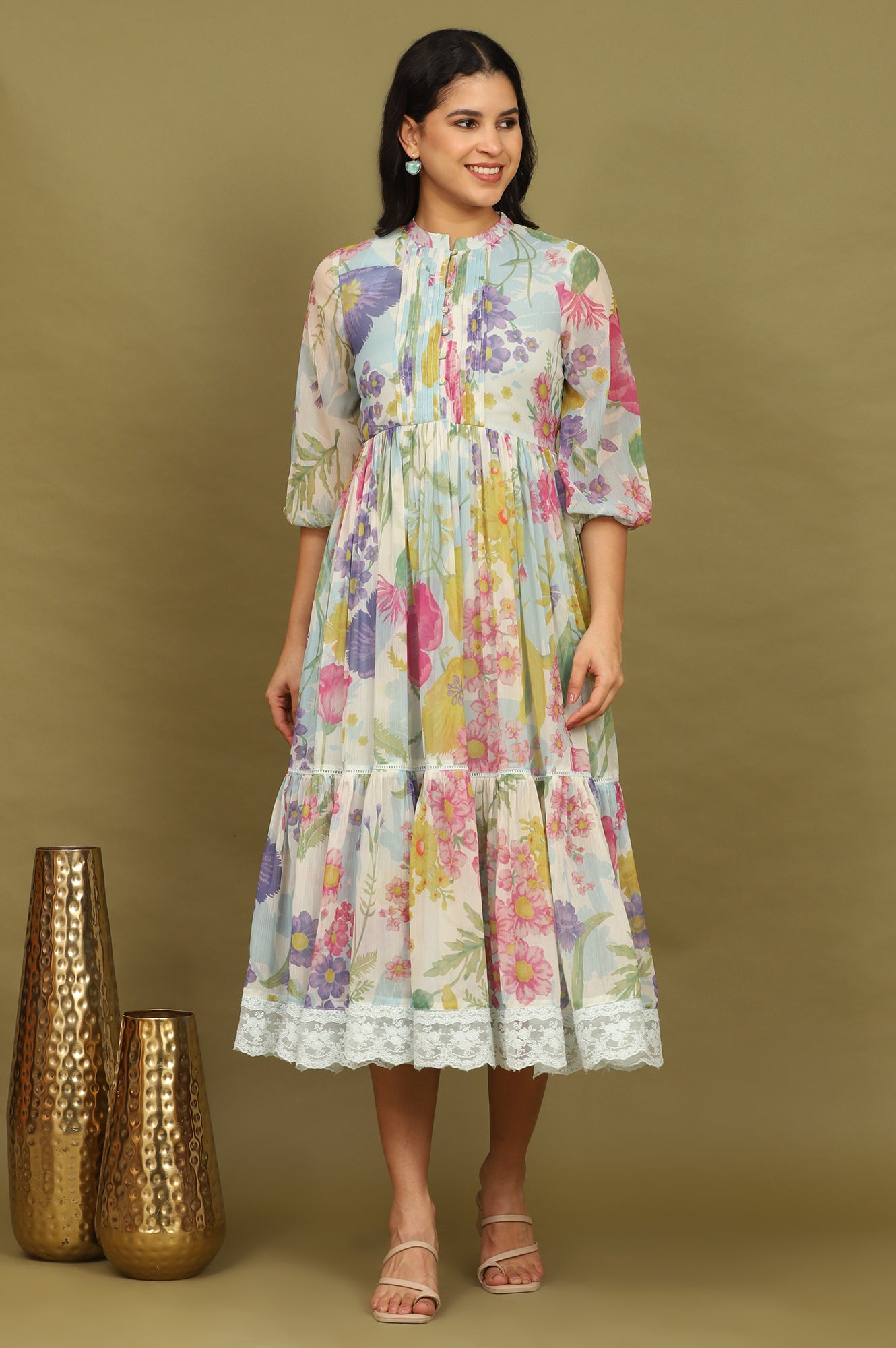 Floral Printed Flared Dress