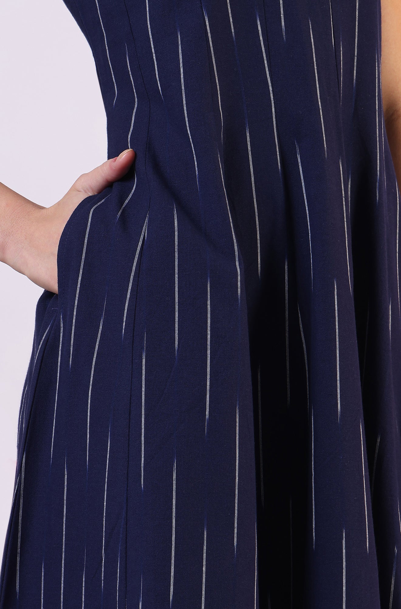 Blue Dyed Flared Pure Cotton Dress