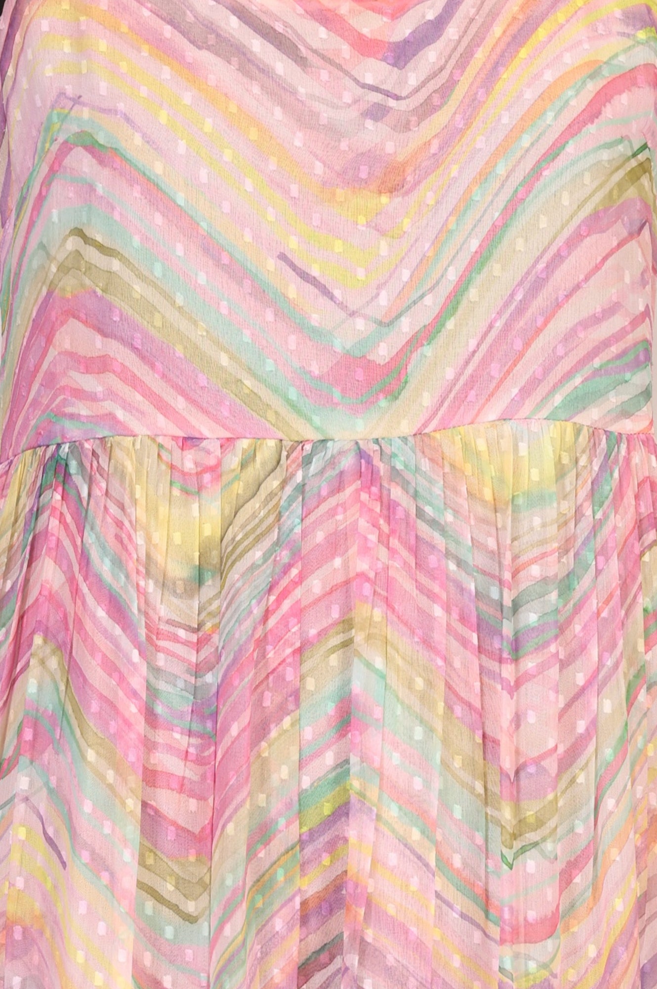 Multicolor Chevron Chiffon Tiered Dress