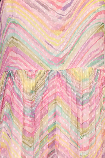 Multicolor Chevron Chiffon Tiered Dress