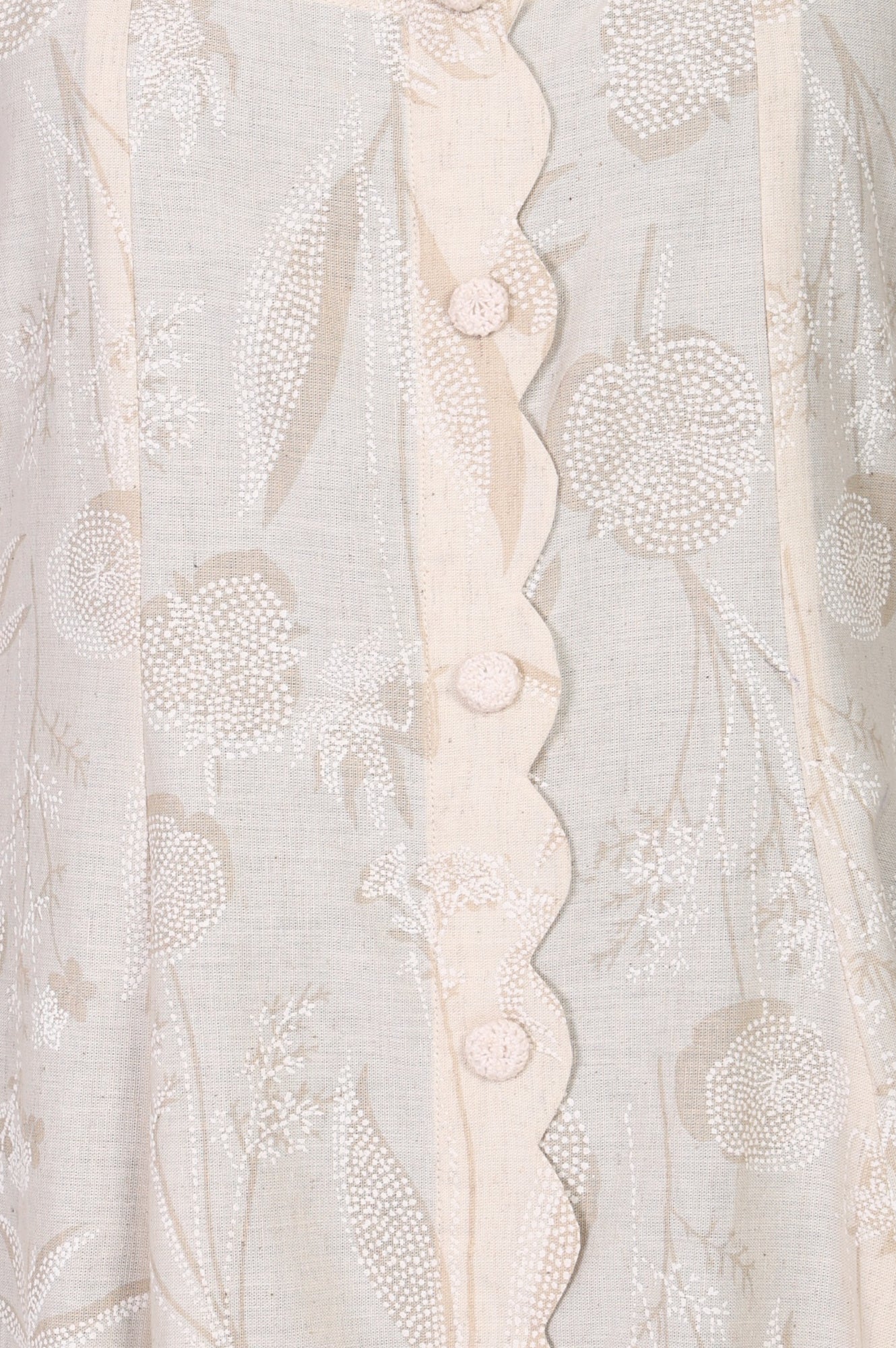 Beige Textured Cotton Blend Embroidered A-line Western Dress